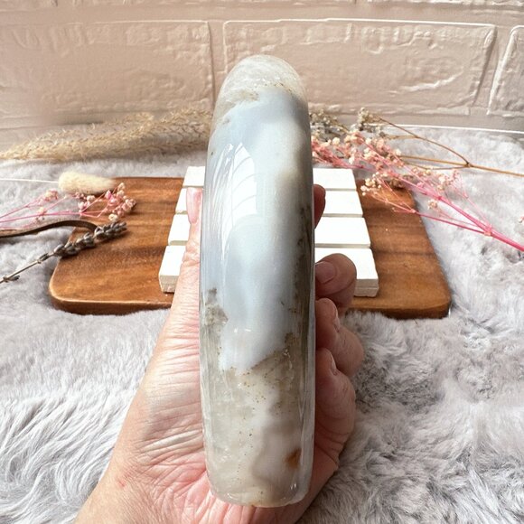 Gorgeous Large Agate with Druzy Flame/Free Form - Picture 6 of 7